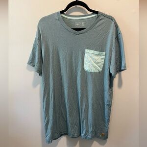 Tentree Men’s XL Pocket T Shirt Teal Green Stripe